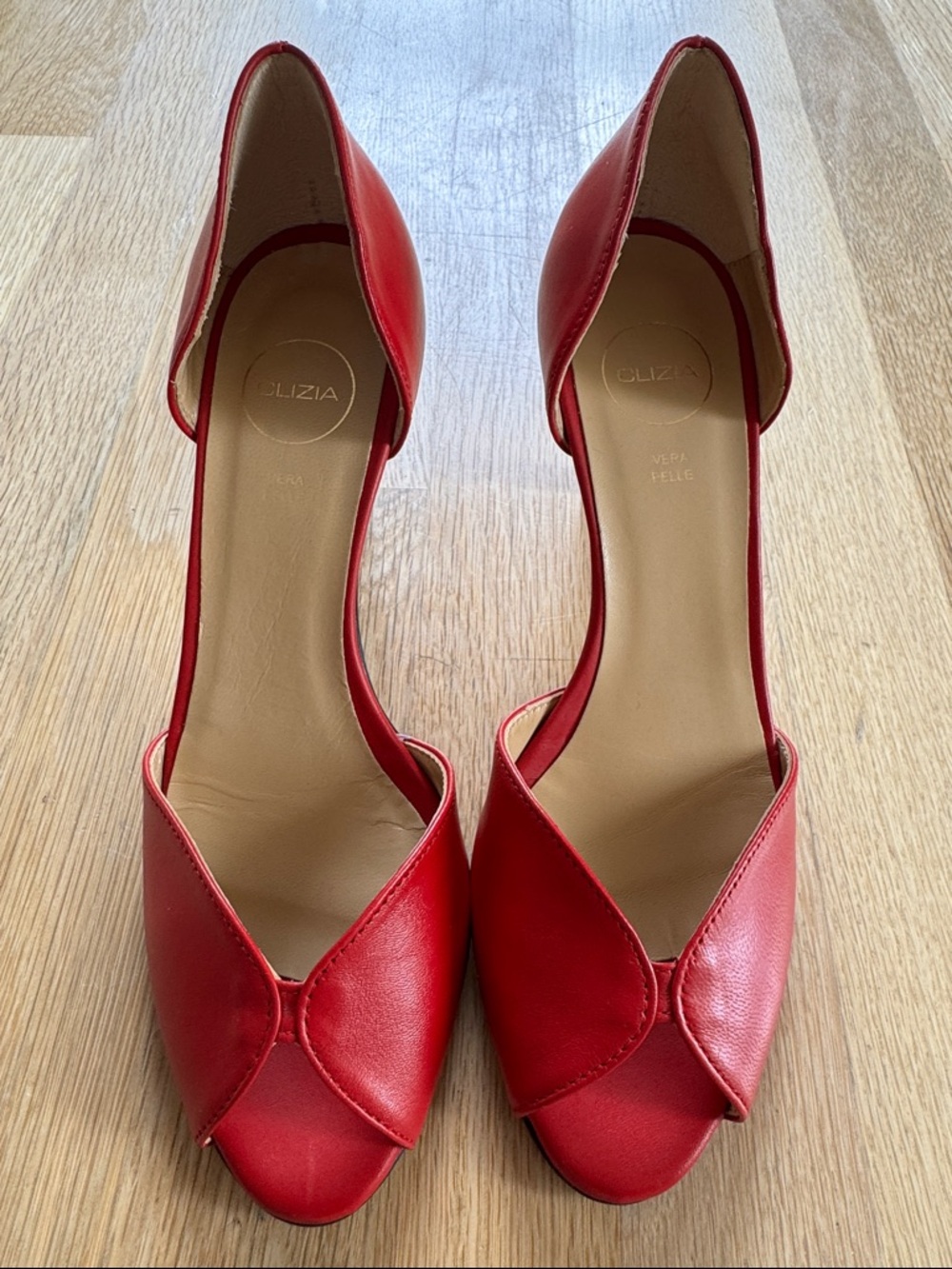 Clizia Red beautiful leather heels from Italy - size 38/ 8US